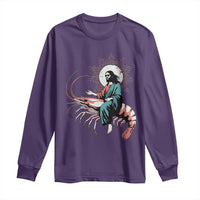 Funny Christian Prawn Long Sleeve Shirt Retro Jesus Riding A Shrimp Meme - Wonder Print Shop