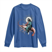 Funny Christian Prawn Long Sleeve Shirt Retro Jesus Riding A Shrimp Meme - Wonder Print Shop