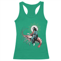 Funny Christian Prawn Racerback Tank Top Retro Jesus Riding A Shrimp Meme - Wonder Print Shop