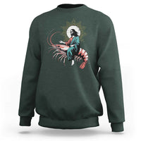 Funny Christian Prawn Sweatshirt Retro Jesus Riding A Shrimp Meme - Wonder Print Shop