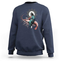 Funny Christian Prawn Sweatshirt Retro Jesus Riding A Shrimp Meme - Wonder Print Shop
