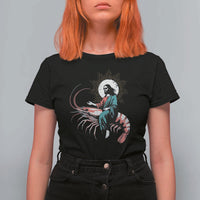 Funny Christian Prawn T Shirt For Women Retro Jesus Riding A Shrimp Meme - Wonder Print Shop