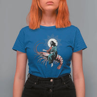 Funny Christian Prawn T Shirt For Women Retro Jesus Riding A Shrimp Meme - Wonder Print Shop