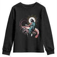 Funny Christian Prawn Youth Sweatshirt Retro Jesus Riding A Shrimp Meme - Wonder Print Shop