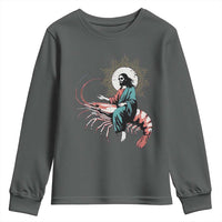 Funny Christian Prawn Youth Sweatshirt Retro Jesus Riding A Shrimp Meme - Wonder Print Shop