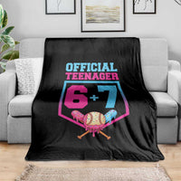 Funny 67 Baseball 13th Birthday Throw Blanket Ice Cream Drip 13th Bday Official Teenager