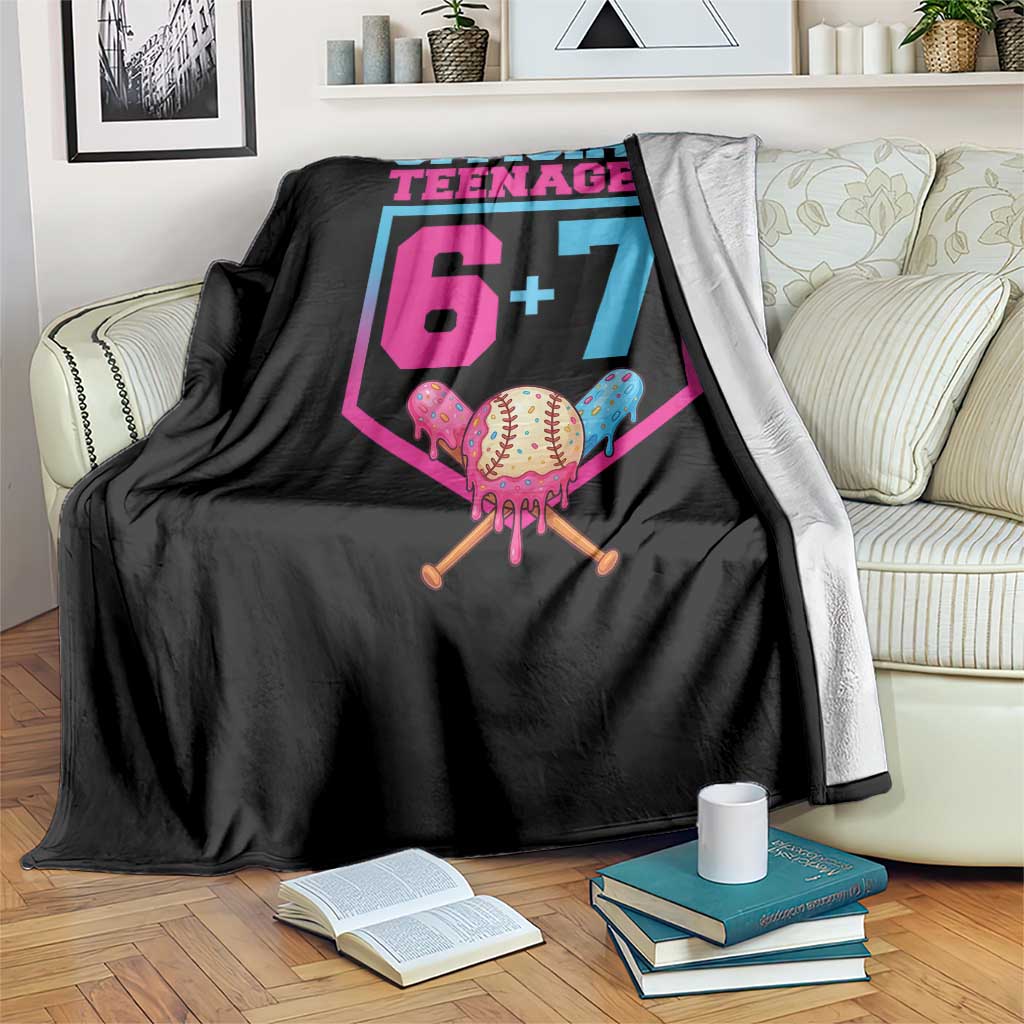 Funny 67 Baseball 13th Birthday Throw Blanket Ice Cream Drip 13th Bday Official Teenager