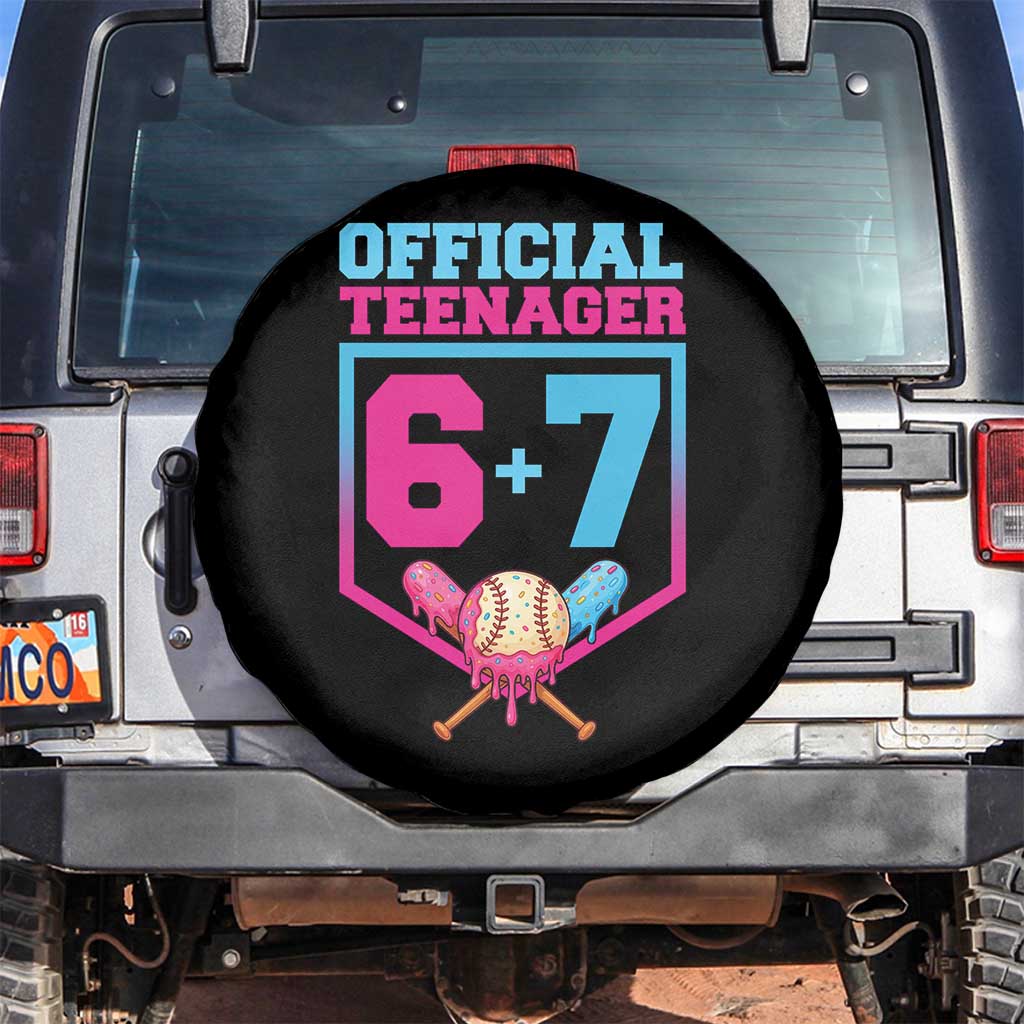 Funny 67 Baseball 13th Birthday Spare Tire Cover Ice Cream Drip 13th Bday Official Teenager