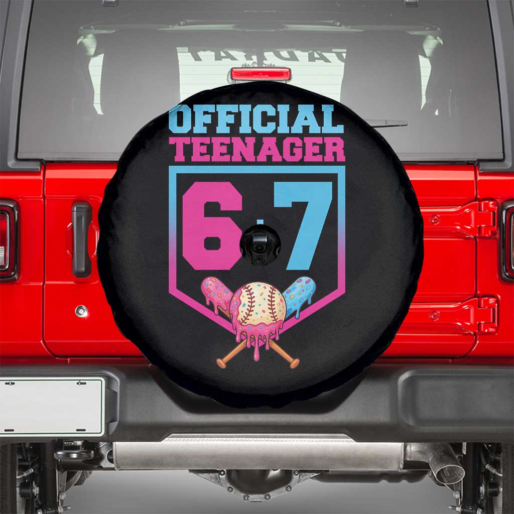 Funny 67 Baseball 13th Birthday Spare Tire Cover Ice Cream Drip 13th Bday Official Teenager