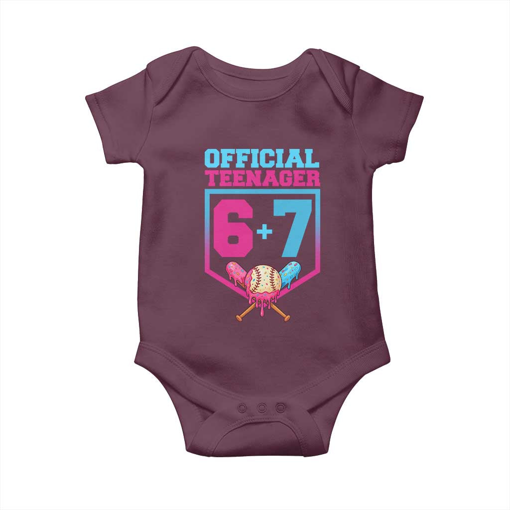 Funny 67 Baseball 13th Birthday Baby Onesie Ice Cream Drip 13th Bday Official Teenager