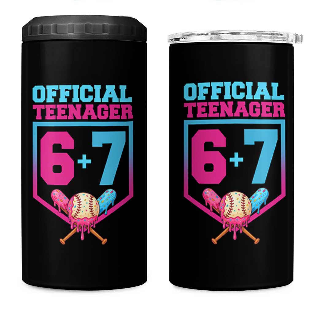 Funny 67 Baseball 13th Birthday 4 in 1 Can Cooler Tumbler Ice Cream Drip 13th Bday Official Teenager