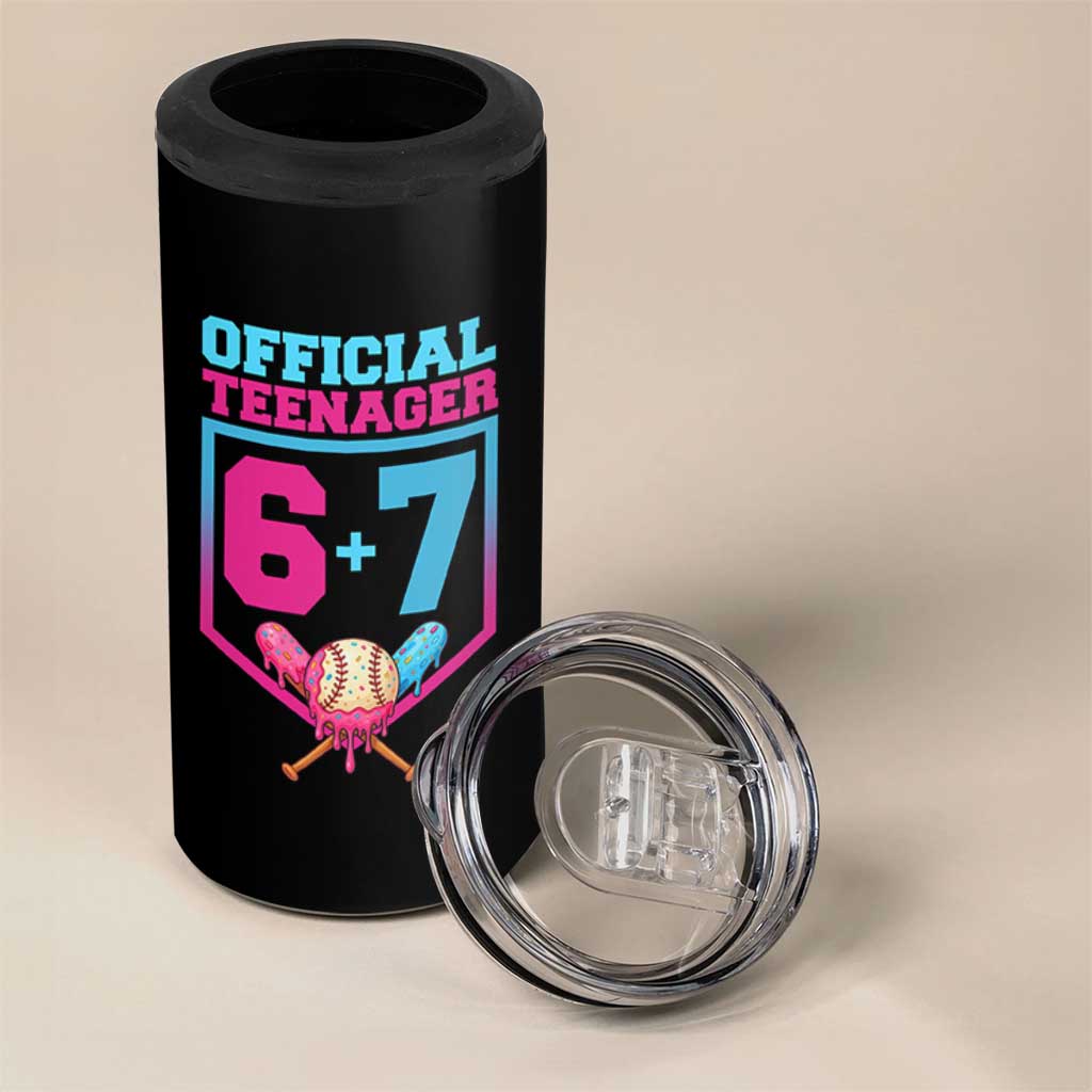 Funny 67 Baseball 13th Birthday 4 in 1 Can Cooler Tumbler Ice Cream Drip 13th Bday Official Teenager