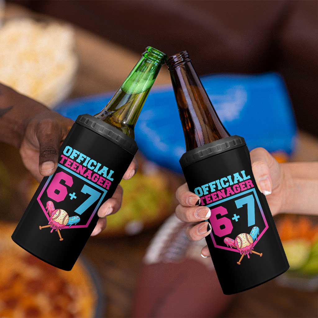 Funny 67 Baseball 13th Birthday 4 in 1 Can Cooler Tumbler Ice Cream Drip 13th Bday Official Teenager