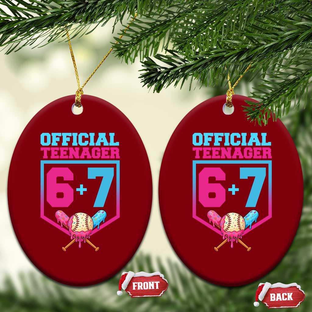 Funny 67 Baseball 13th Birthday Ceramic Ornament Ice Cream Drip 13th Bday Official Teenager