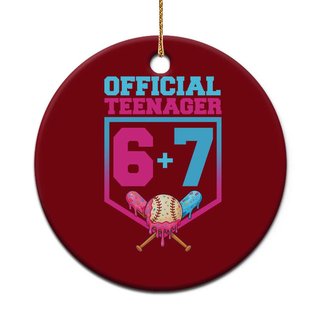 Funny 67 Baseball 13th Birthday Ceramic Ornament Ice Cream Drip 13th Bday Official Teenager