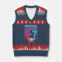 Funny 67 Baseball 13th Birthday V-Neck Knit Sweater Vest Ice Cream Drip 13th Bday Official Teenager