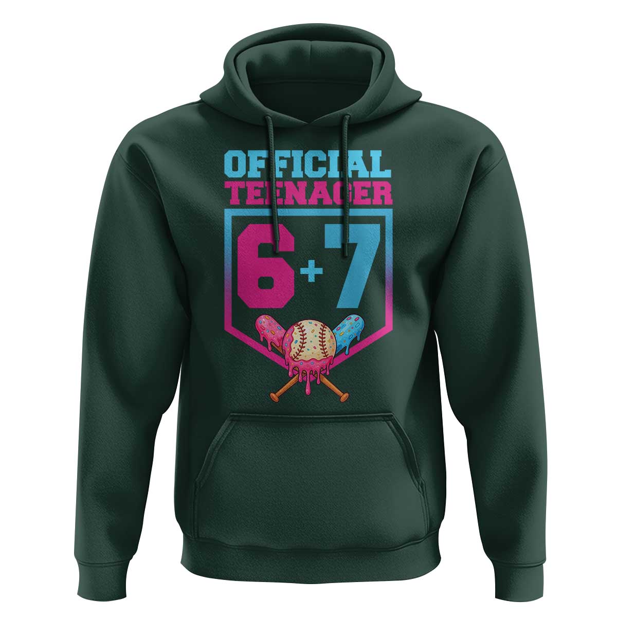 Funny 67 Baseball 13th Birthday Hoodie Ice Cream Drip 13th Bday Official Teenager