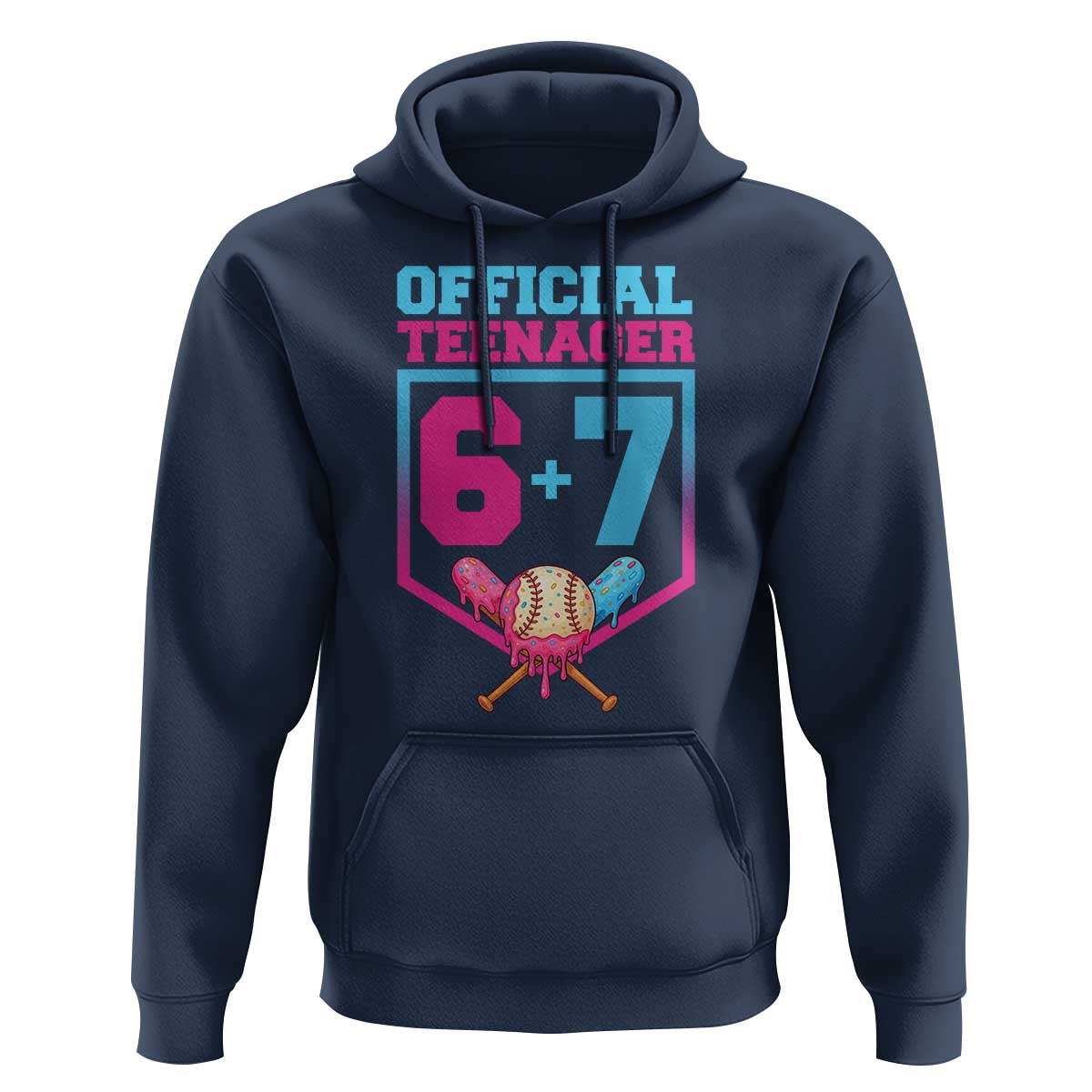 Funny 67 Baseball 13th Birthday Hoodie Ice Cream Drip 13th Bday Official Teenager