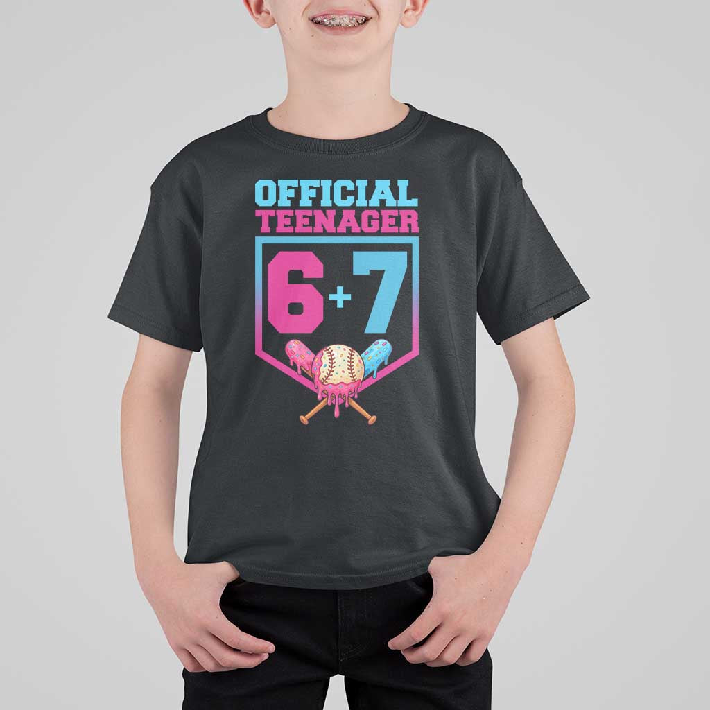 Funny 67 Baseball 13th Birthday T Shirt For Kid Ice Cream Drip 13th Bday Official Teenager