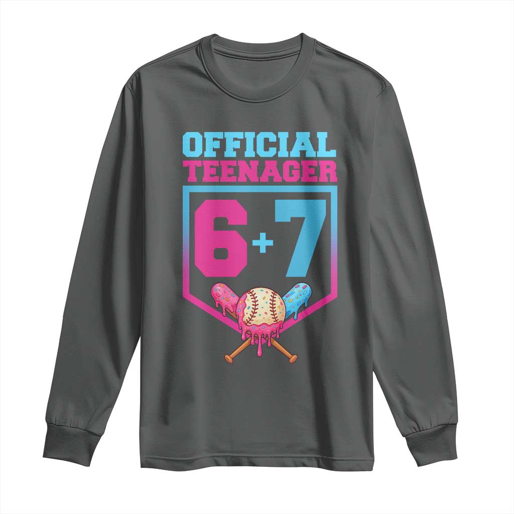 Funny 67 Baseball 13th Birthday Long Sleeve Shirt Ice Cream Drip 13th Bday Official Teenager