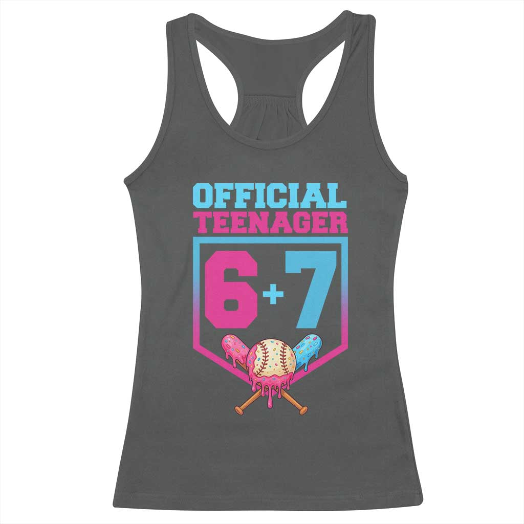 Funny 67 Baseball 13th Birthday Racerback Tank Top Ice Cream Drip 13th Bday Official Teenager