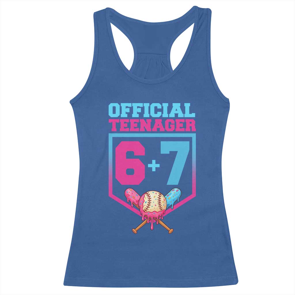 Funny 67 Baseball 13th Birthday Racerback Tank Top Ice Cream Drip 13th Bday Official Teenager