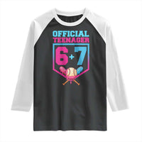 Funny 67 Baseball 13th Birthday Raglan Shirt Ice Cream Drip 13th Bday Official Teenager
