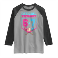 Funny 67 Baseball 13th Birthday Raglan Shirt Ice Cream Drip 13th Bday Official Teenager