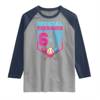 Funny 67 Baseball 13th Birthday Raglan Shirt Ice Cream Drip 13th Bday Official Teenager