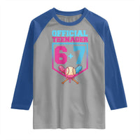 Funny 67 Baseball 13th Birthday Raglan Shirt Ice Cream Drip 13th Bday Official Teenager