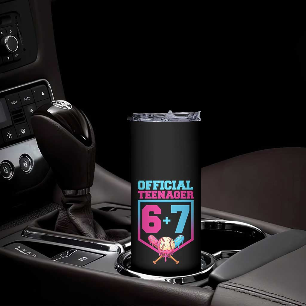 Funny 67 Baseball 13th Birthday Skinny Tumbler Ice Cream Drip 13th Bday Official Teenager