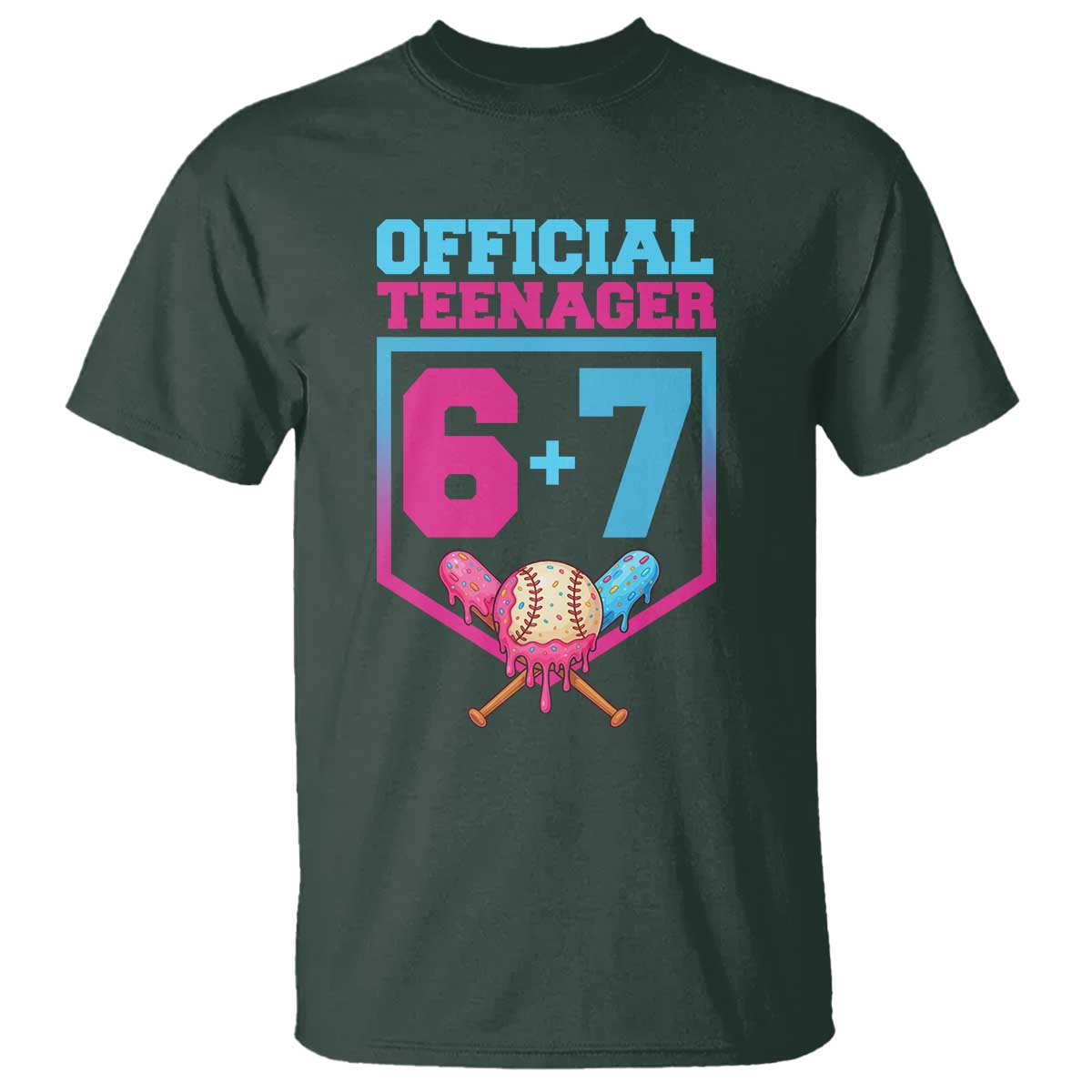 Funny 67 Baseball 13th Birthday T Shirt Ice Cream Drip 13th Bday Official Teenager