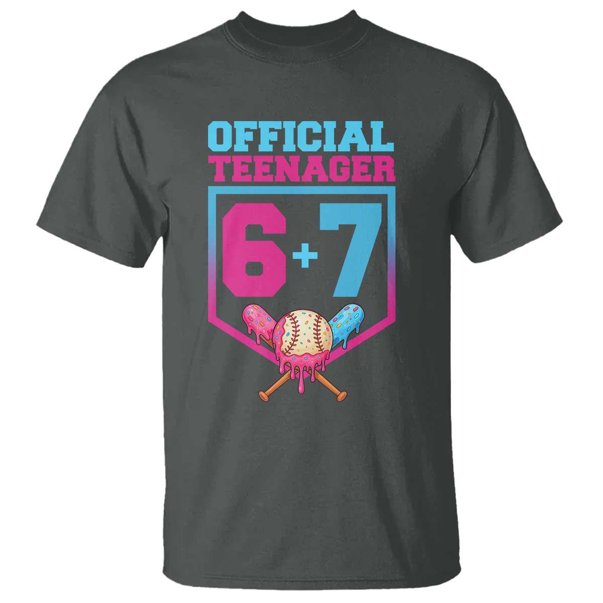Funny 67 Baseball 13th Birthday T Shirt Ice Cream Drip 13th Bday Official Teenager