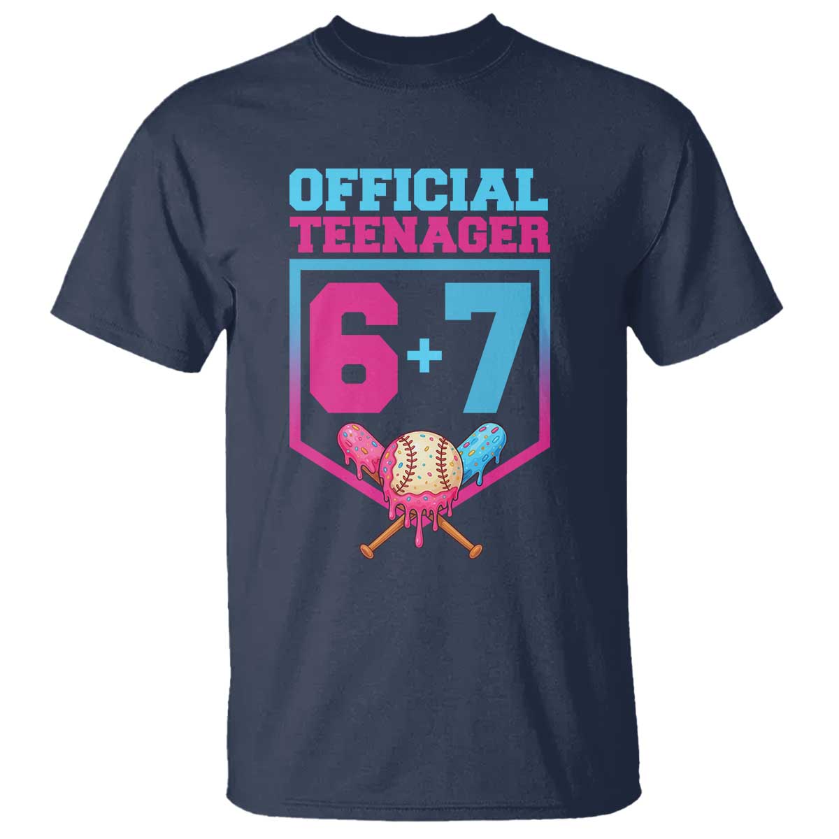 Funny 67 Baseball 13th Birthday T Shirt Ice Cream Drip 13th Bday Official Teenager