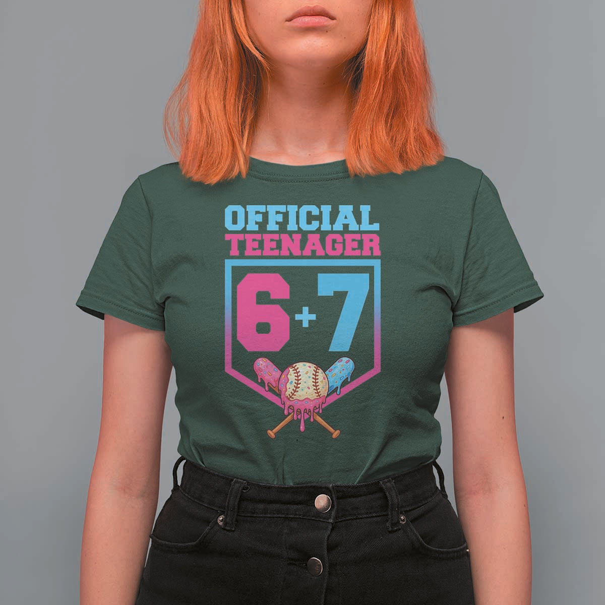 Funny 67 Baseball 13th Birthday T Shirt For Women Ice Cream Drip 13th Bday Official Teenager