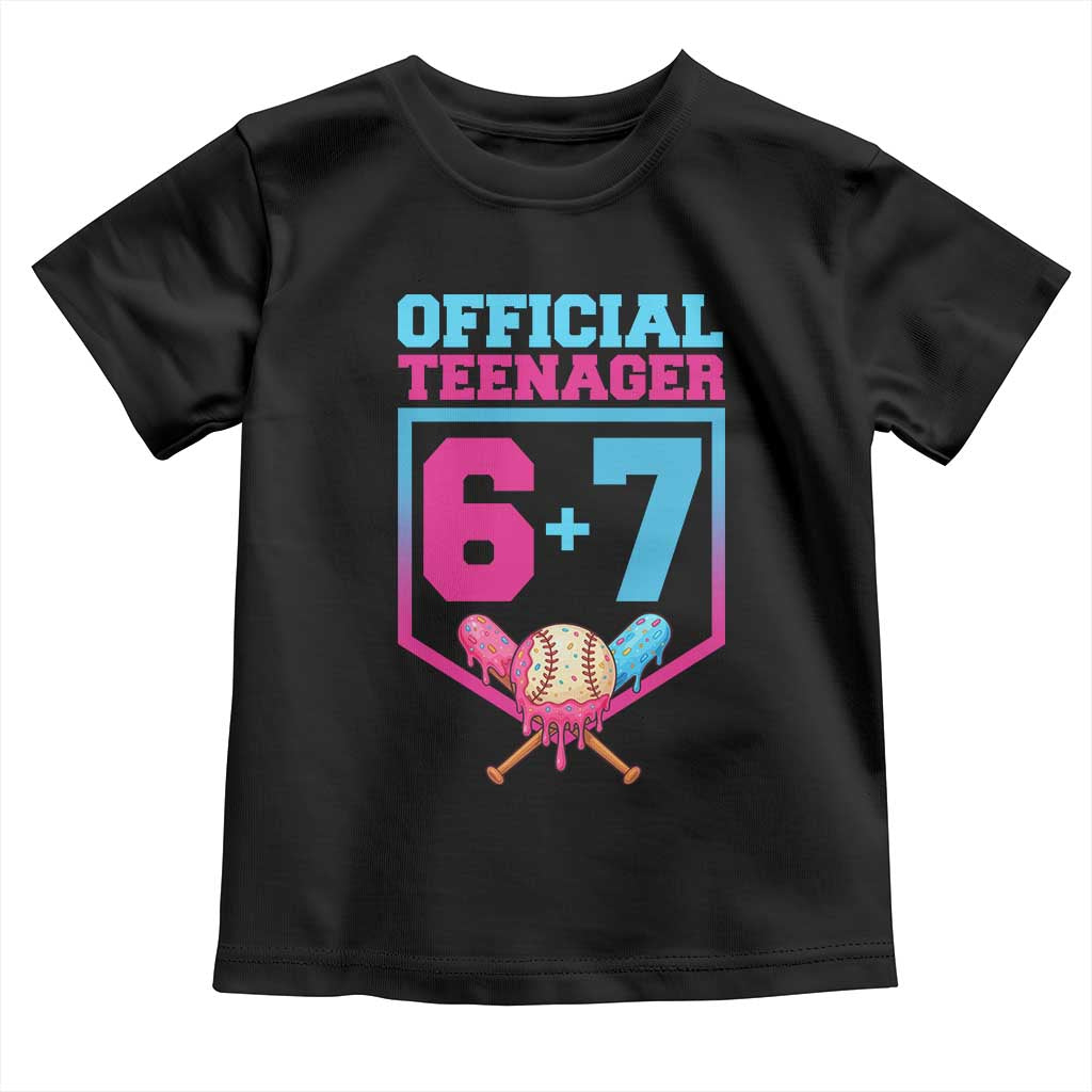 Funny 67 Baseball 13th Birthday Toddler T Shirt Ice Cream Drip 13th Bday Official Teenager