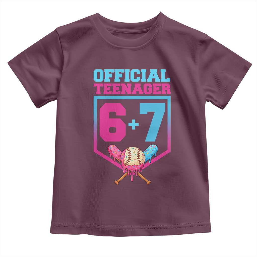 Funny 67 Baseball 13th Birthday Toddler T Shirt Ice Cream Drip 13th Bday Official Teenager