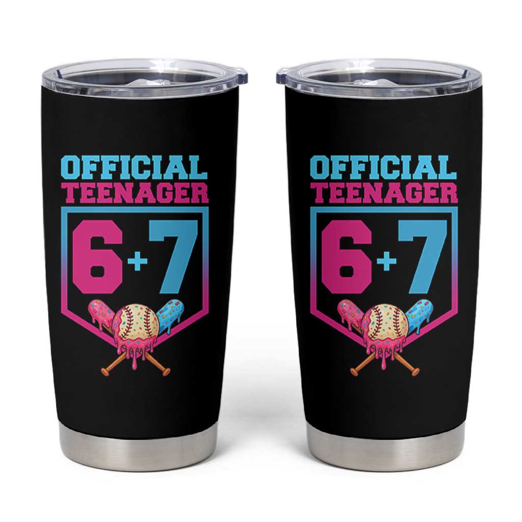 Funny 67 Baseball 13th Birthday Tumbler Cup Ice Cream Drip 13th Bday Official Teenager