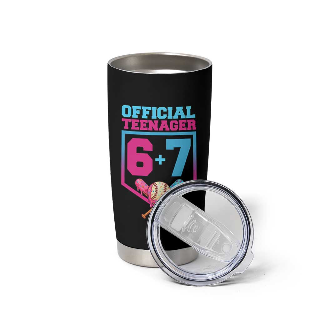 Funny 67 Baseball 13th Birthday Tumbler Cup Ice Cream Drip 13th Bday Official Teenager