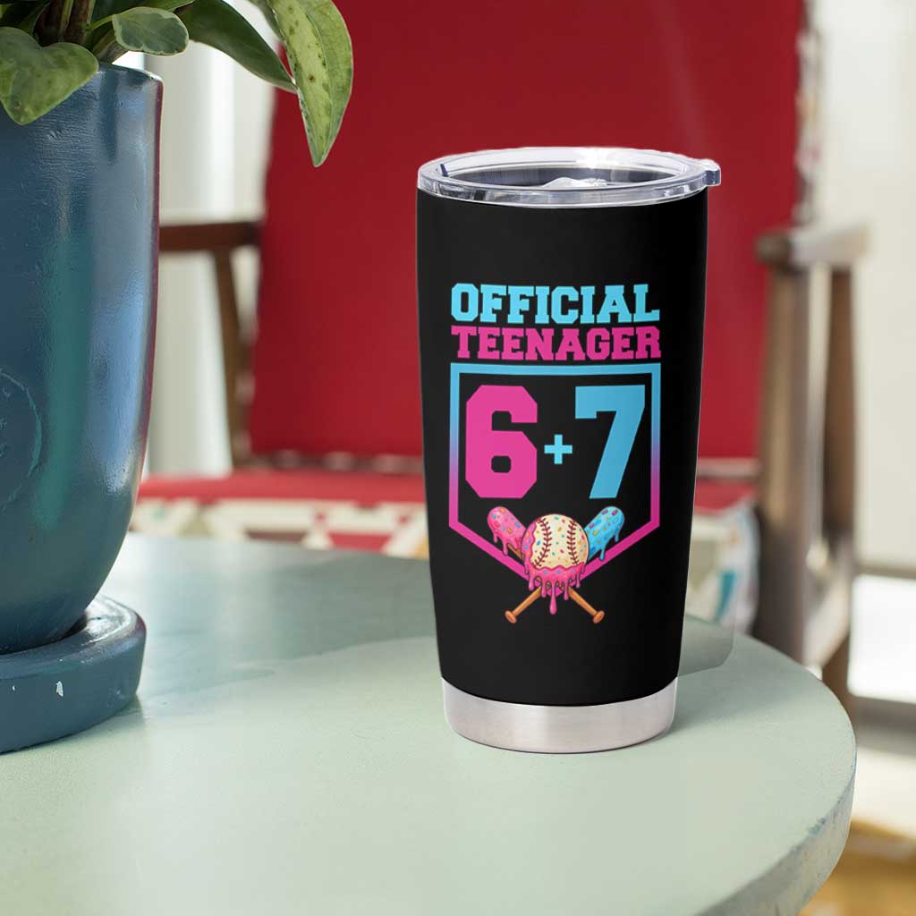 Funny 67 Baseball 13th Birthday Tumbler Cup Ice Cream Drip 13th Bday Official Teenager