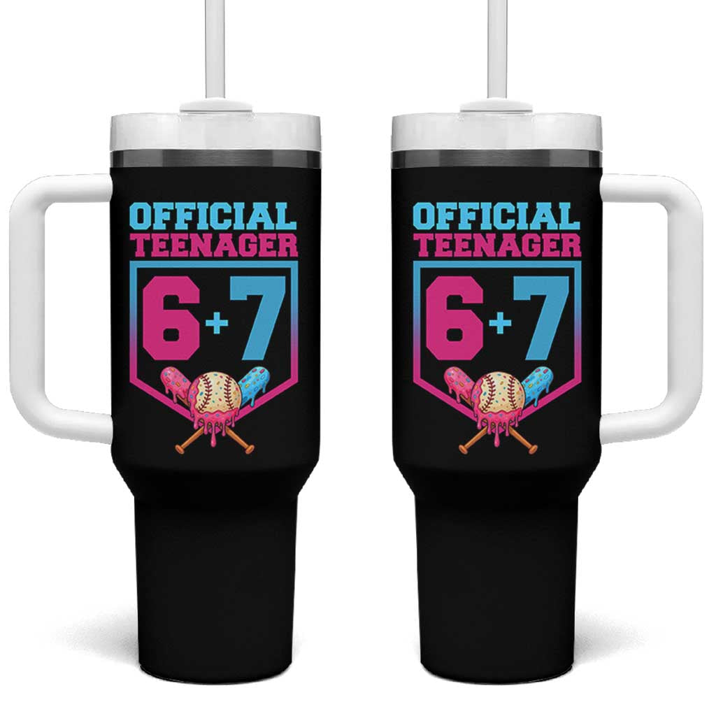 Funny 67 Baseball 13th Birthday Tumbler With Handle Ice Cream Drip 13th Bday Official Teenager