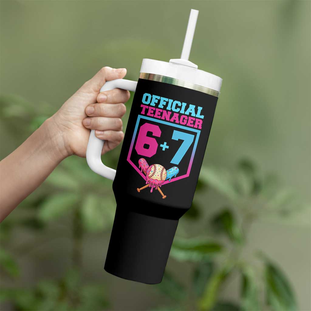 Funny 67 Baseball 13th Birthday Tumbler With Handle Ice Cream Drip 13th Bday Official Teenager