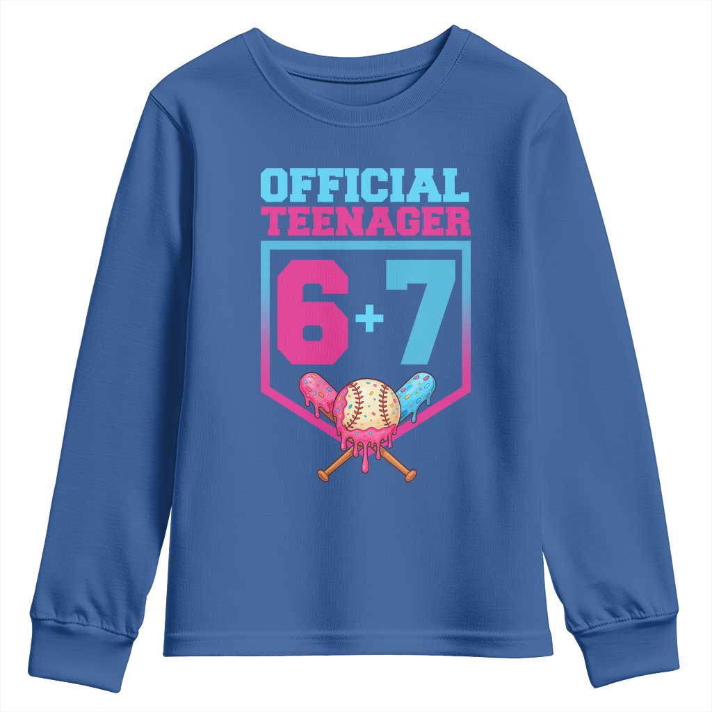Funny 67 Baseball 13th Birthday Youth Sweatshirt Ice Cream Drip 13th Bday Official Teenager