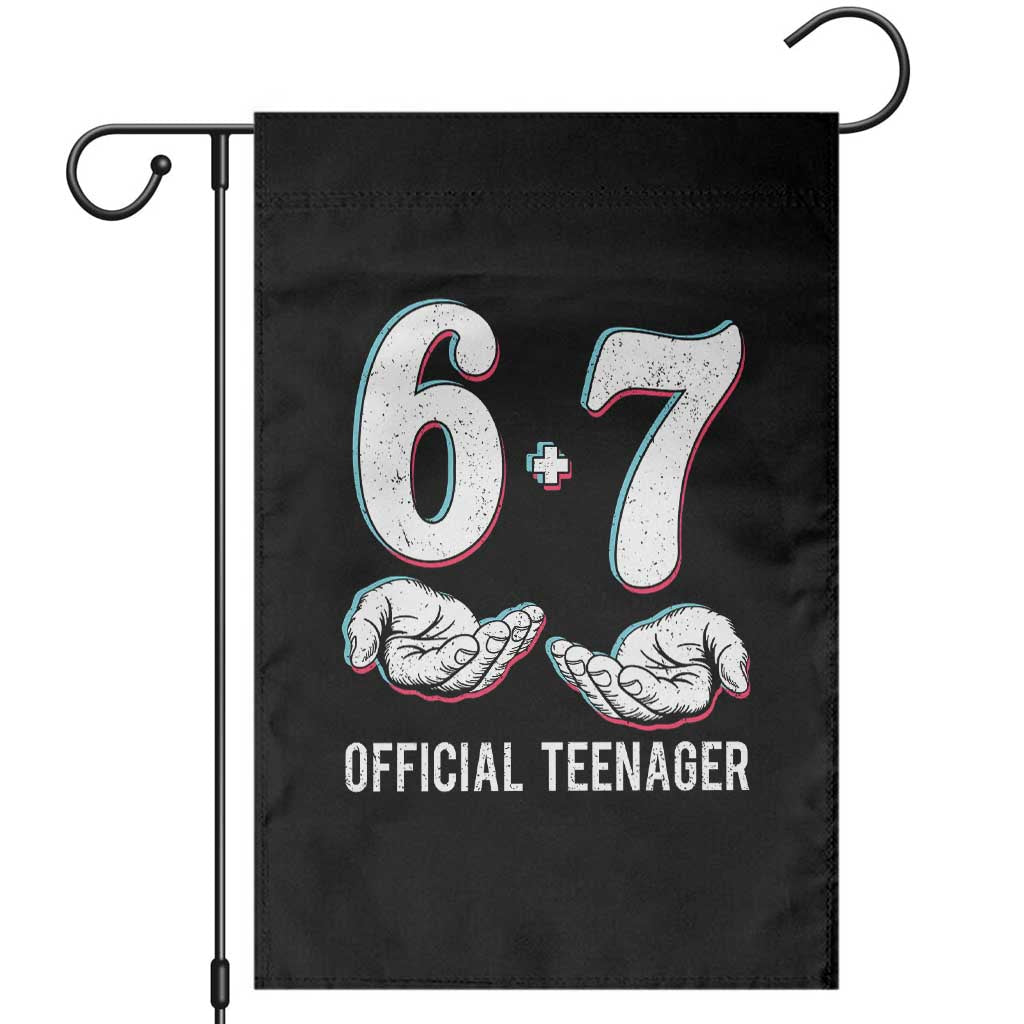 Funny 67 13th Birthday Garden Flag 6 7 Thirteen Year Old Official Teenager Hands - Wonder Print Shop