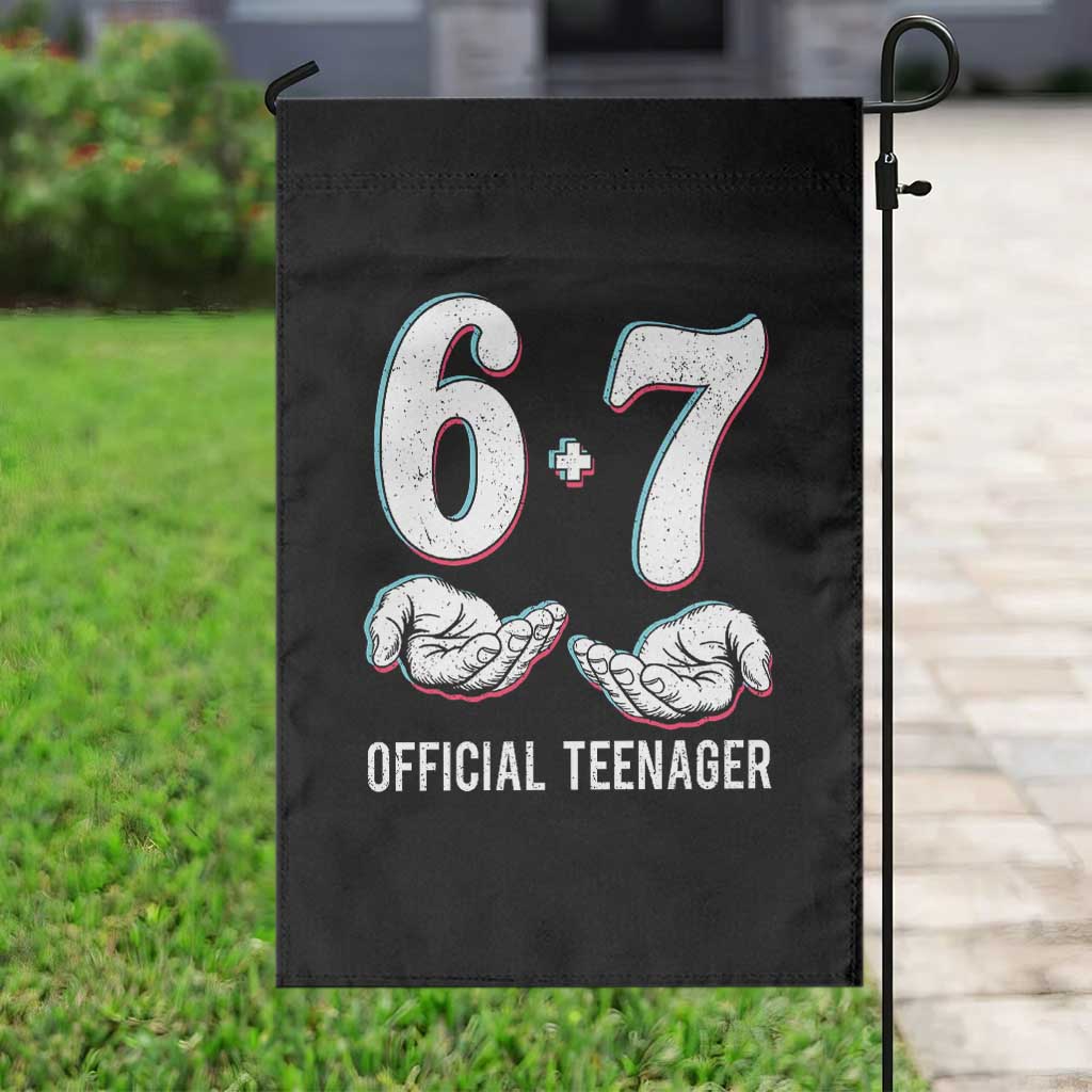 Funny 67 13th Birthday Garden Flag 6 7 Thirteen Year Old Official Teenager Hands - Wonder Print Shop