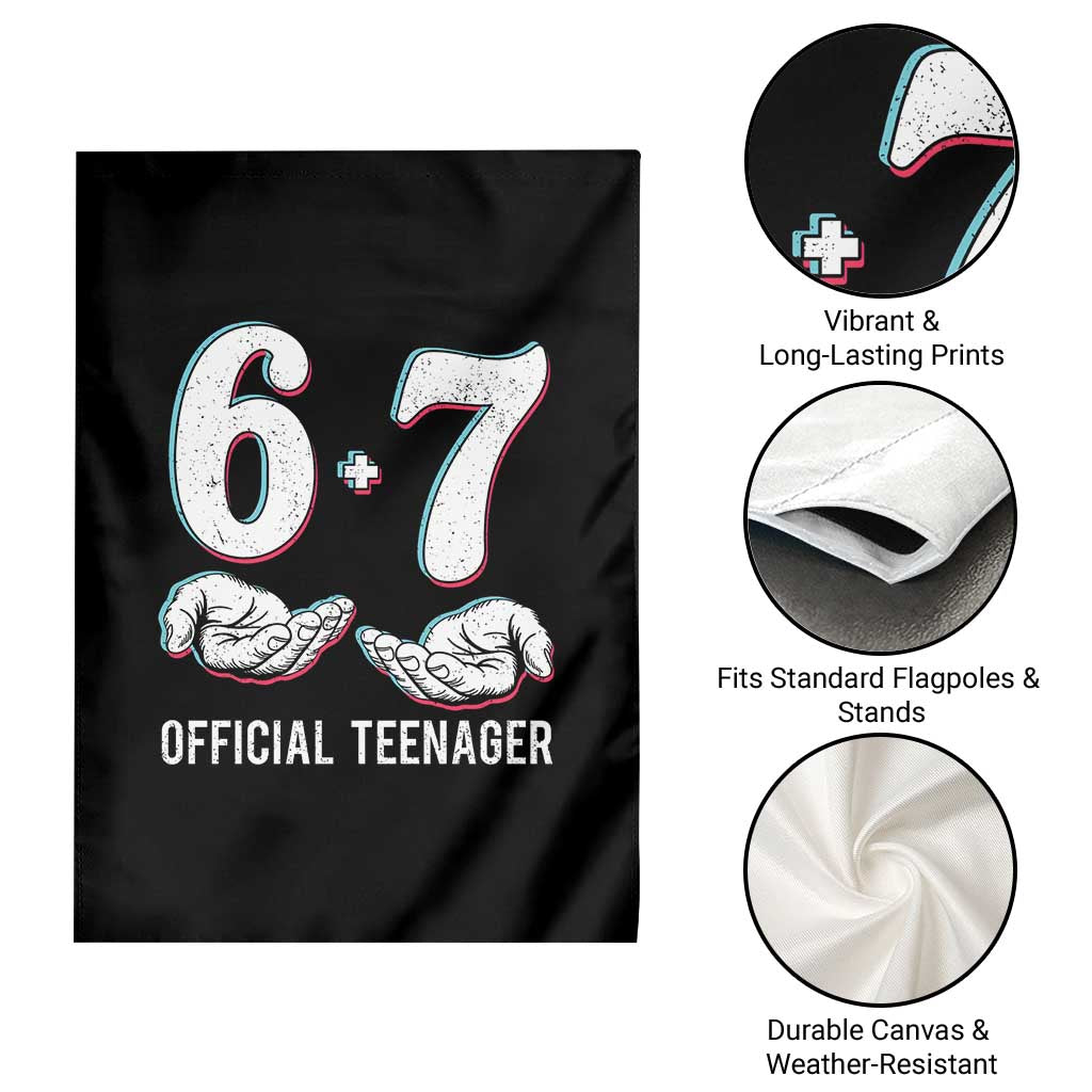 Funny 67 13th Birthday Garden Flag 6 7 Thirteen Year Old Official Teenager Hands - Wonder Print Shop