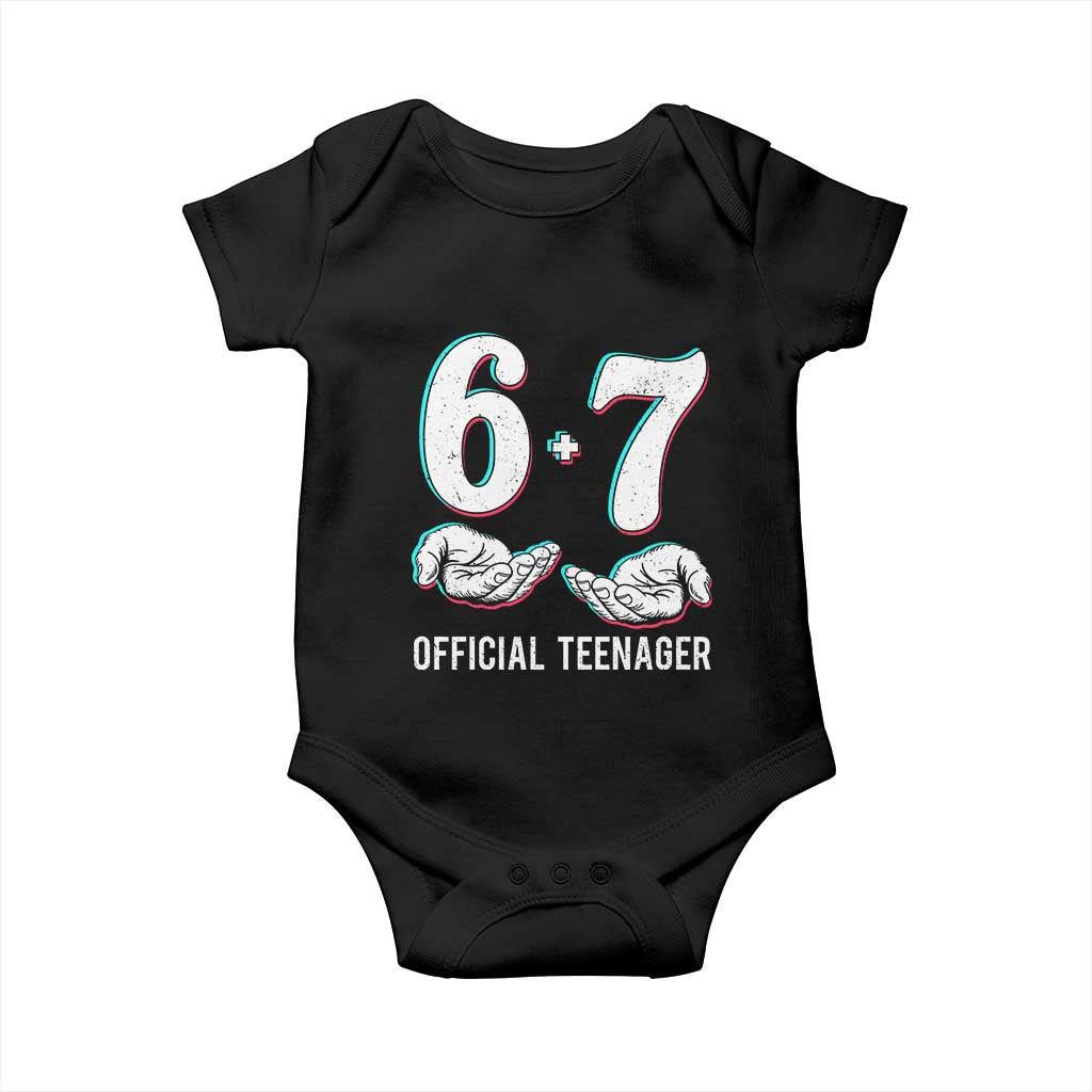 Funny 67 13th Birthday Baby Onesie 6 7 Thirteen Year Old Official Teenager Hands - Wonder Print Shop