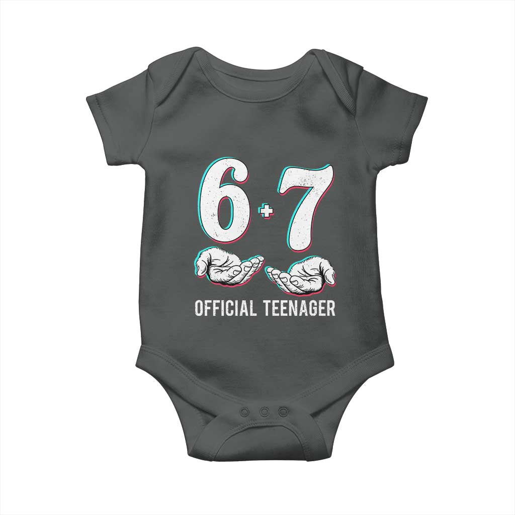 Funny 67 13th Birthday Baby Onesie 6 7 Thirteen Year Old Official Teenager Hands - Wonder Print Shop