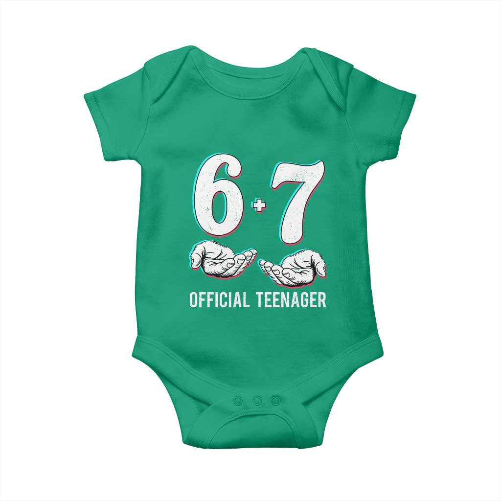Funny 67 13th Birthday Baby Onesie 6 7 Thirteen Year Old Official Teenager Hands - Wonder Print Shop