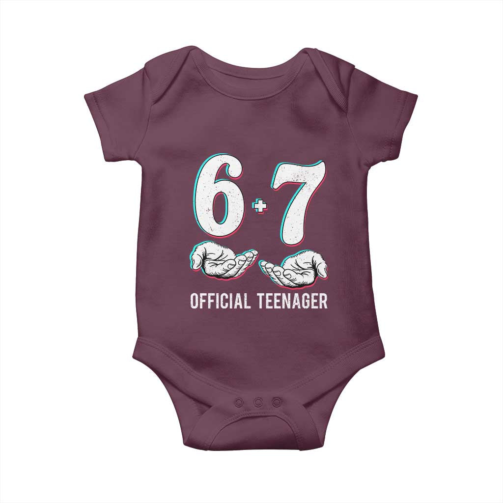 Funny 67 13th Birthday Baby Onesie 6 7 Thirteen Year Old Official Teenager Hands - Wonder Print Shop